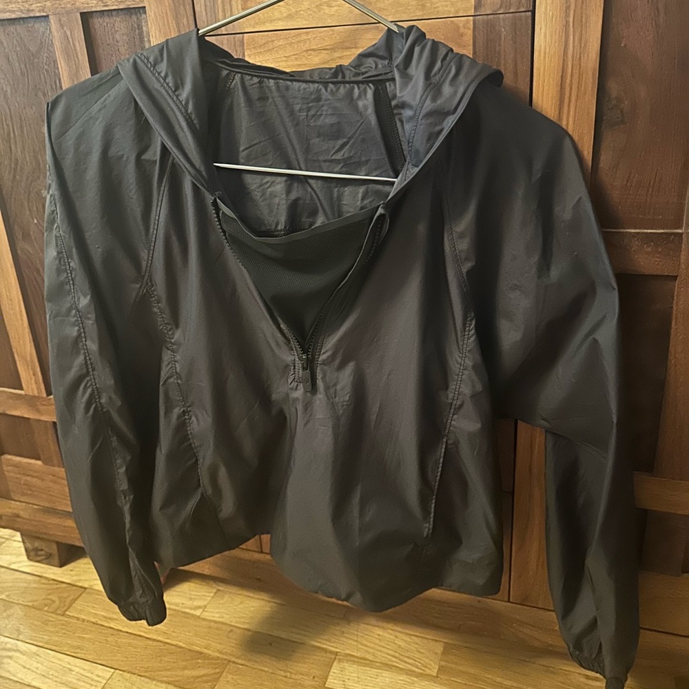 Black Hooded Lululemon Lightweight Windbreaker Jacket